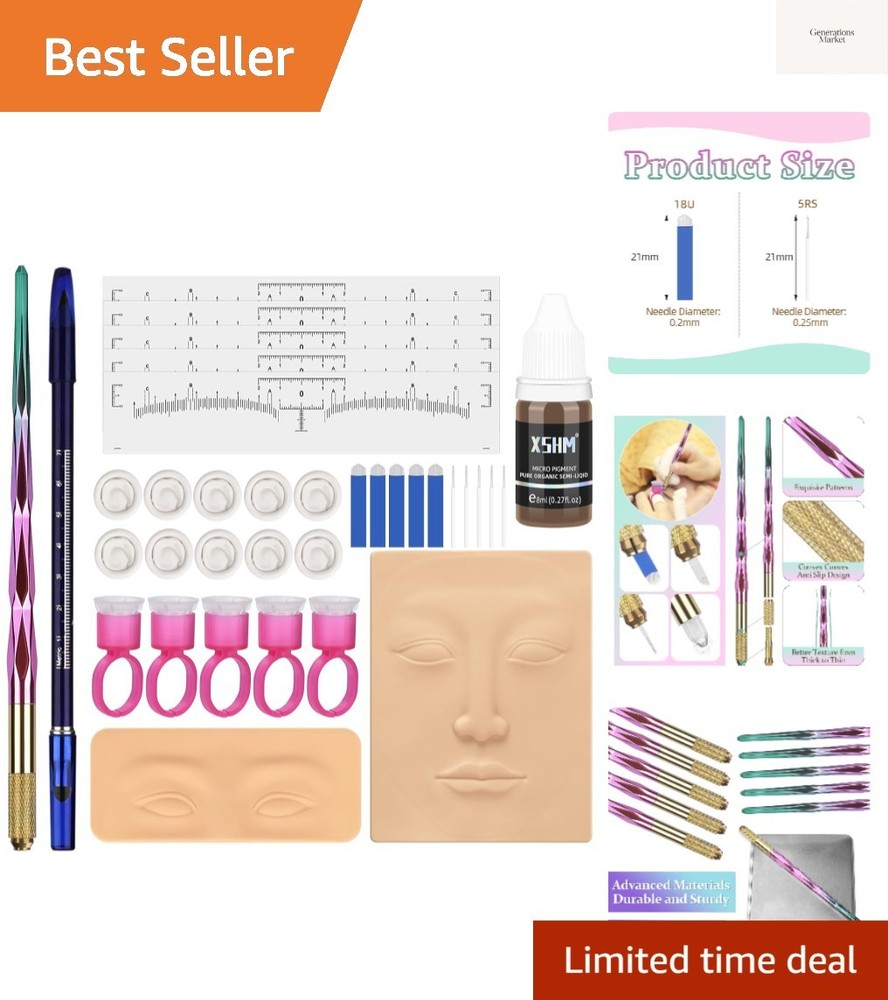 Professional Microblading Eyebrow Pen Kit with Natural Pigments & Practice Tools