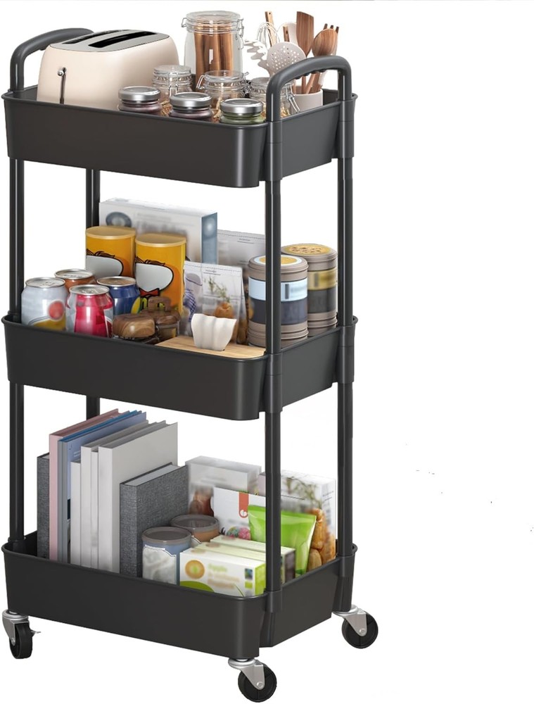 3 Tier Plastic Rolling Utility Cart