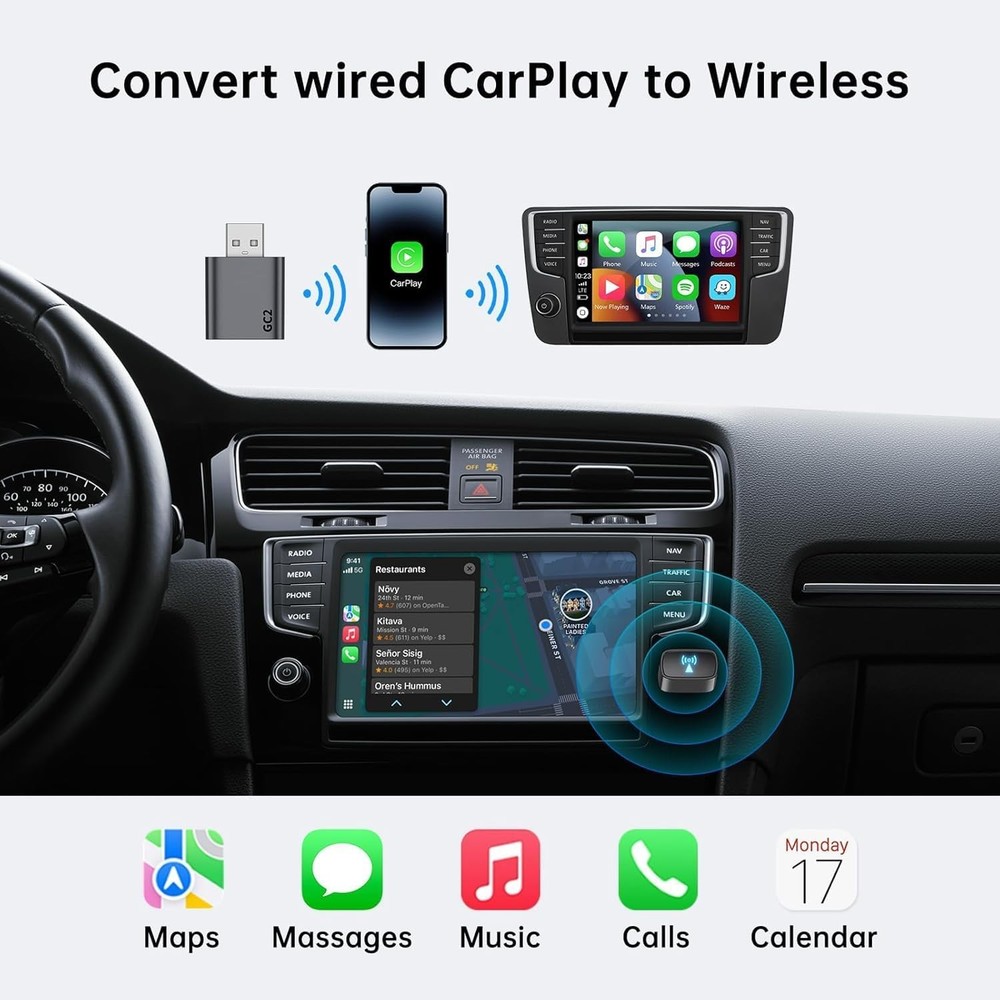 Wireless CarPlay Adapter 2026 for iPhone Convert Wired to Wireless Car Play Plug