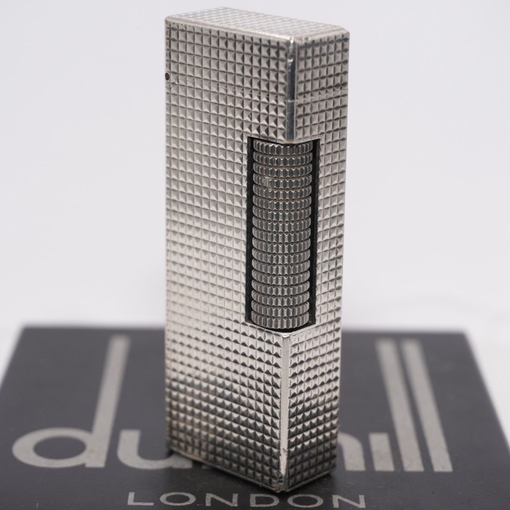 Dunhill Lighter Silver Plate Hobnail Pattern_Ultrasonically cleaned_Working