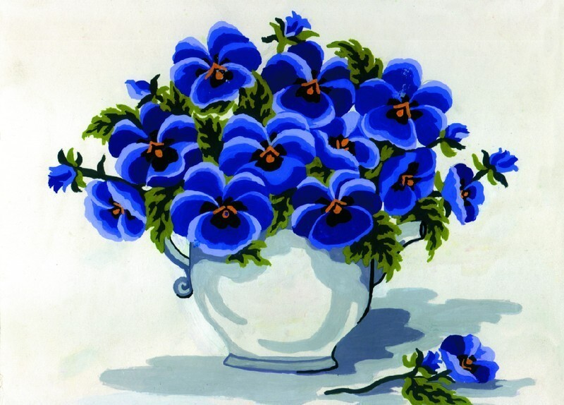 "Pansy" Printed Needlepoint Tapestry  Canvas 6194