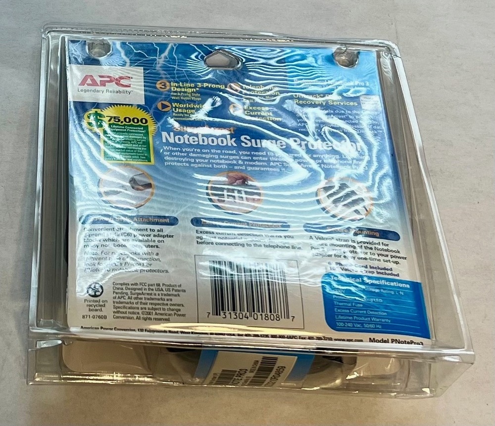 APC - Surge Arrest Model P-Note- Pro 3 - Notebook Surge Protector - BRAND NEW