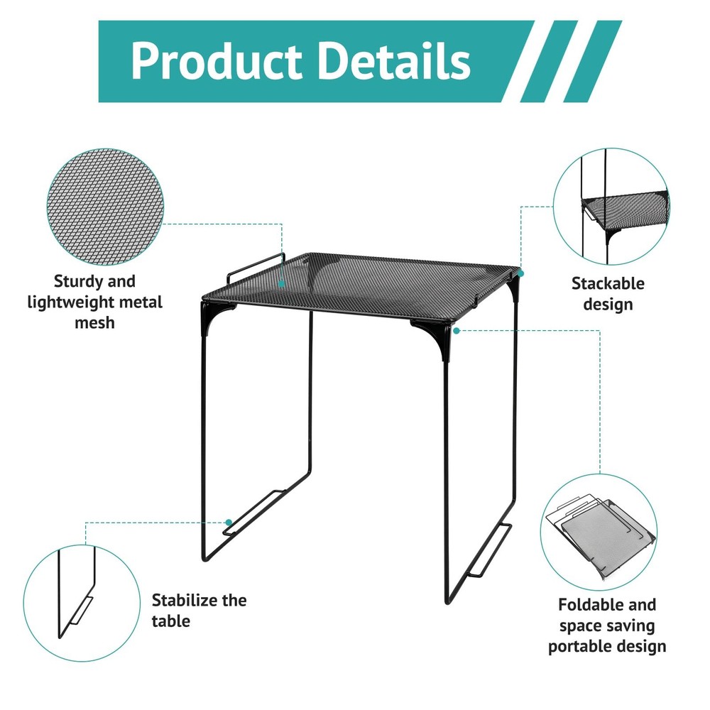 2 PCS Locker Organizer Shelf Stackable Extra Storage Cabinet Accessories Black