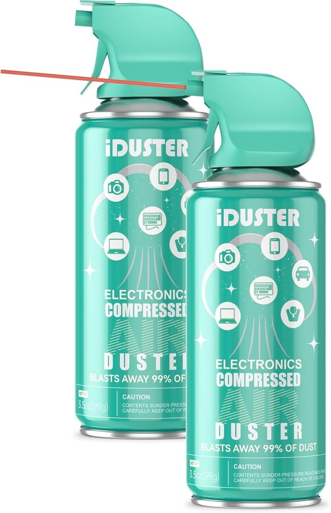 Compressed Air Duster 2-Pack - Ozone-Friendly Electronics Cleaning Spray