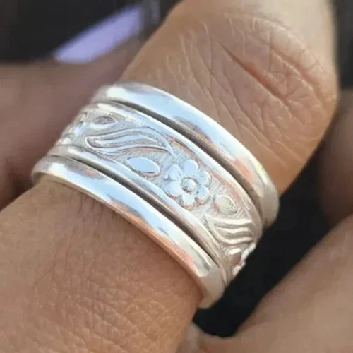 Solid 925 Sterling Silver MIX Band Spinner Ring Handmade Christmas Ring All Size