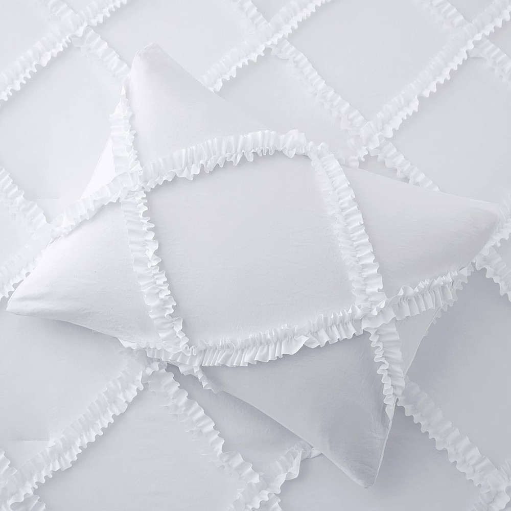 King Comforter Set Soft Bedding - 3 Pcs Tufted Decor Fluffy Comforter Boho Bed i