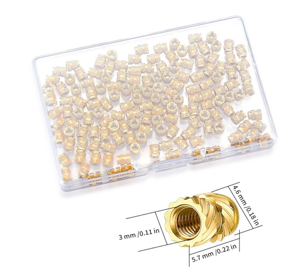 M2/M3/M4/M5 Thread Knurled Brass Threaded Heat Set Heat Resistant Insert