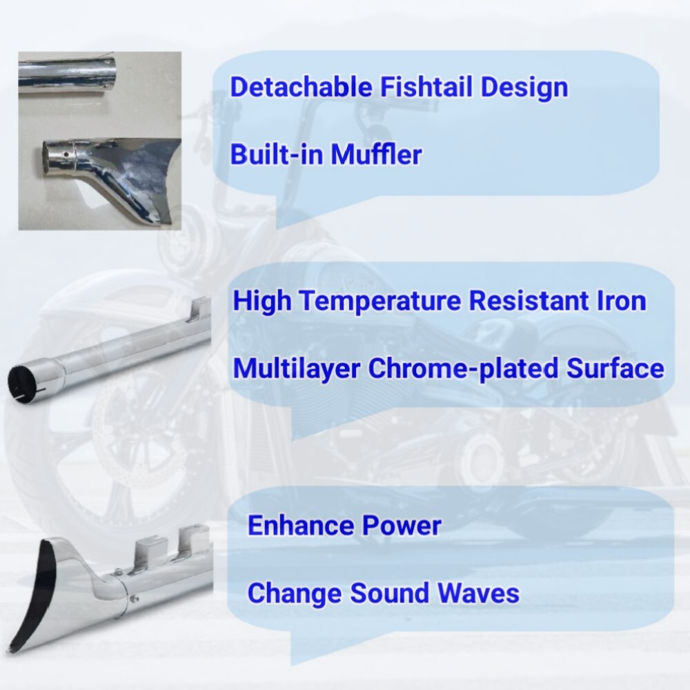Road King Touring 36" Fishtail Slip on Mufflers Exhaust Pipes for Harley 95-16
