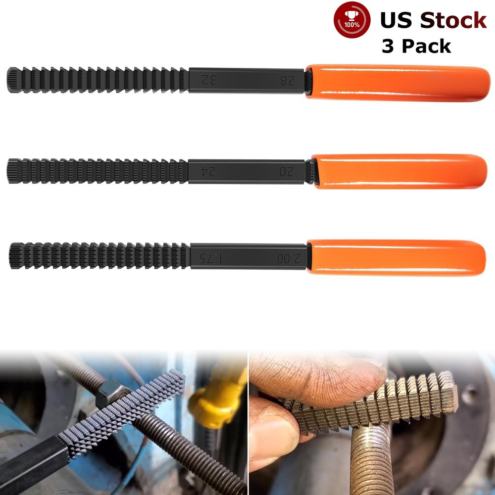 Metric Thread Restoring Thread Repair File Metric and SAE Thread Restoring, 3PCS