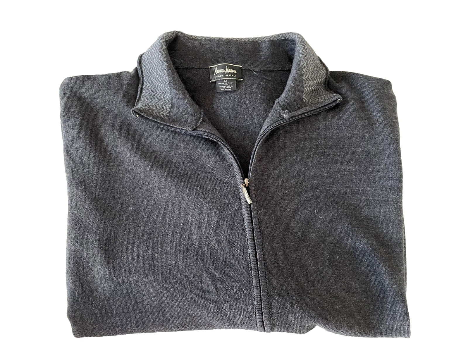 Neiman Marcus Men's 100% Wool Full-Zip Jacket Sweater