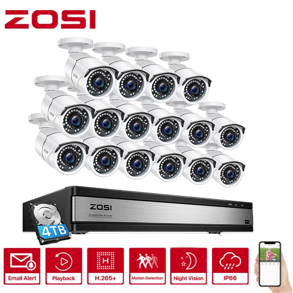 ZOSI 16CH 1080P DVR Security Camera CCTV System Motion Detect Email Alert IR 4TB