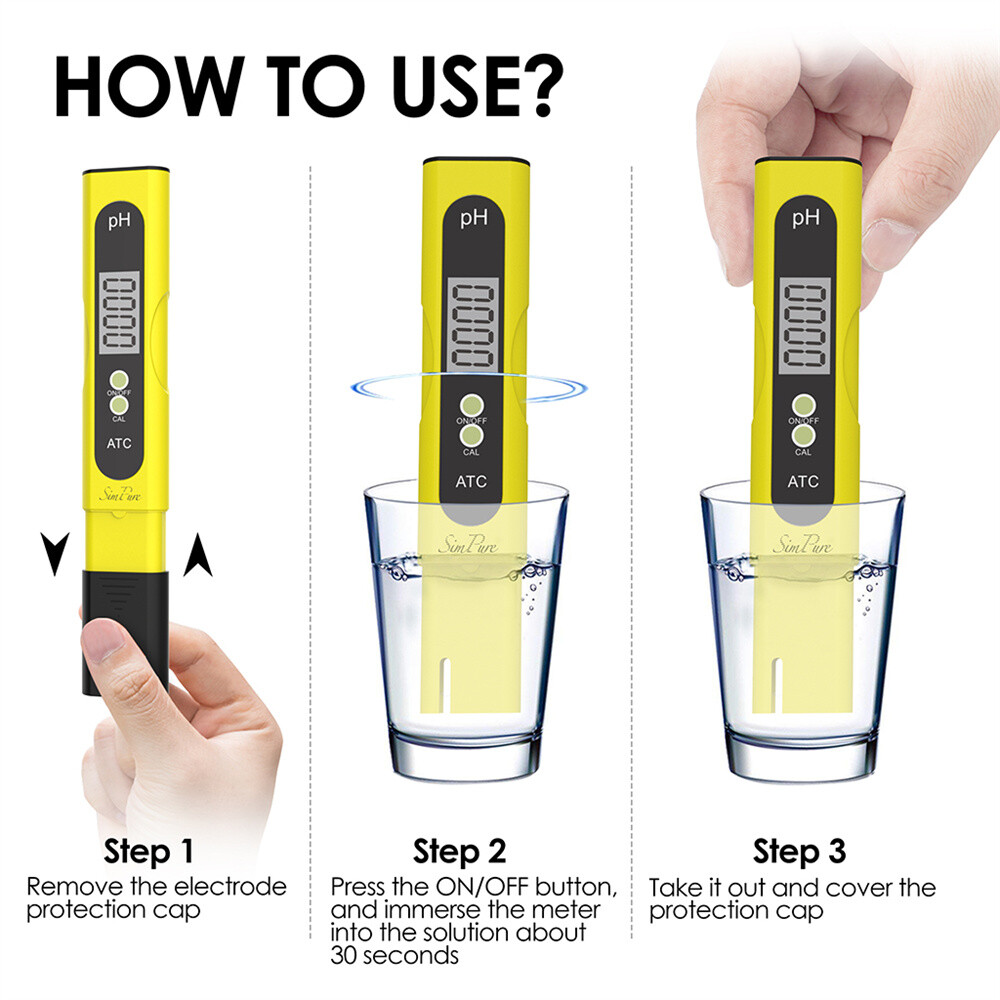 2-Pack PH Meter PH Level Test Pen Electrode Sensor Reader for Pond, Tape Water