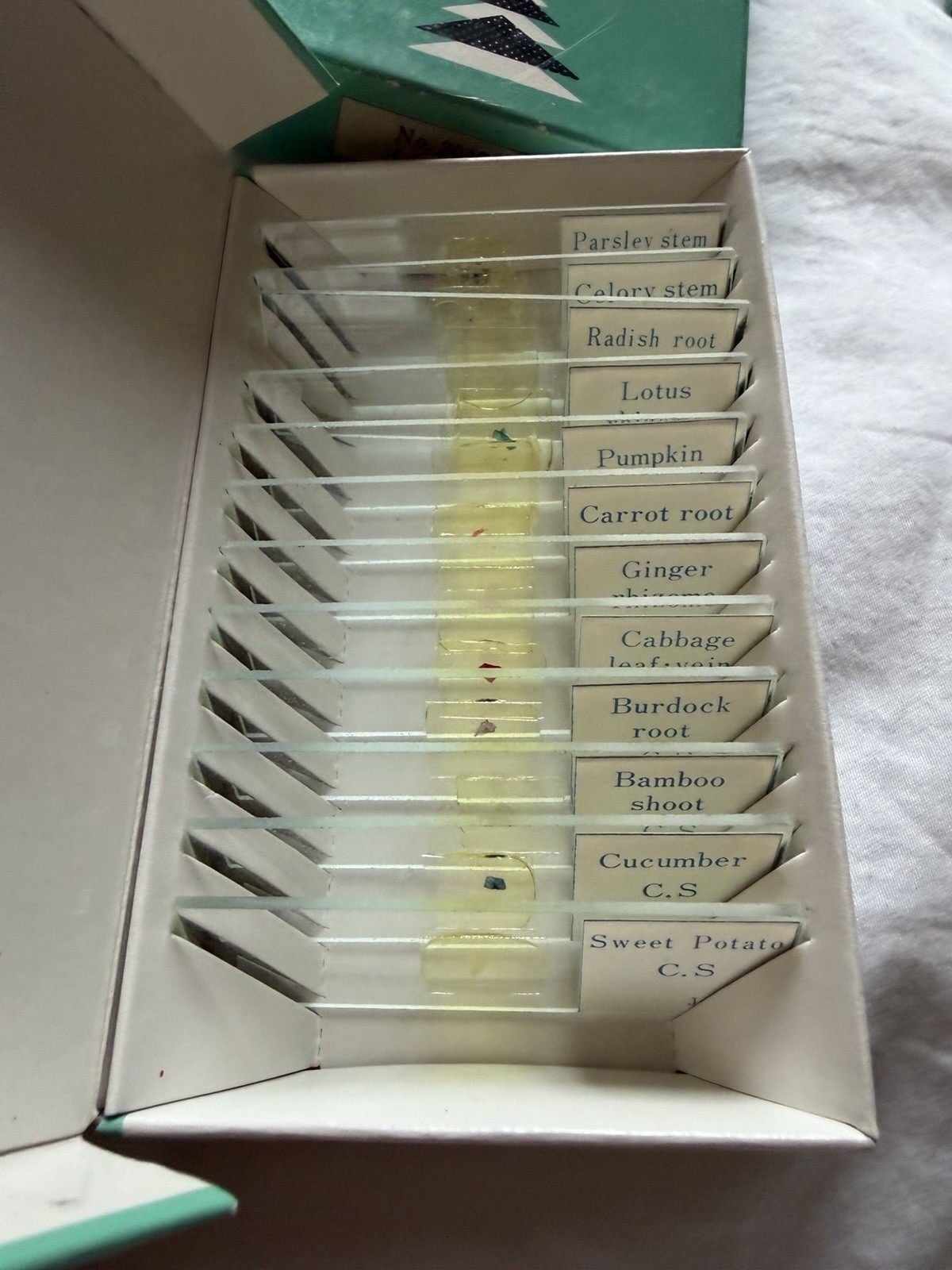 8 Vintage Microscope Slide Boxes. Prepared slides