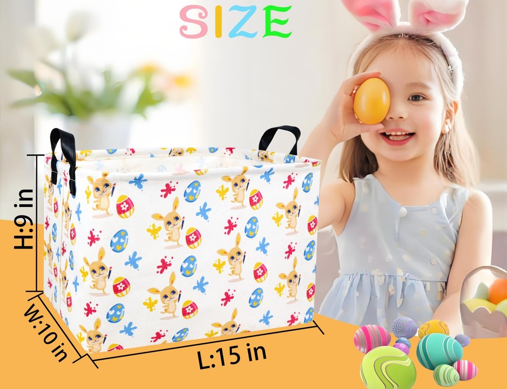 BOOHIT Rectangle Empty Easter Baskets Boy Large Toy Storage Bin Girls collaps...