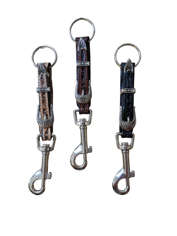 Tooled Leather Key Chain with Buckle KC05T
