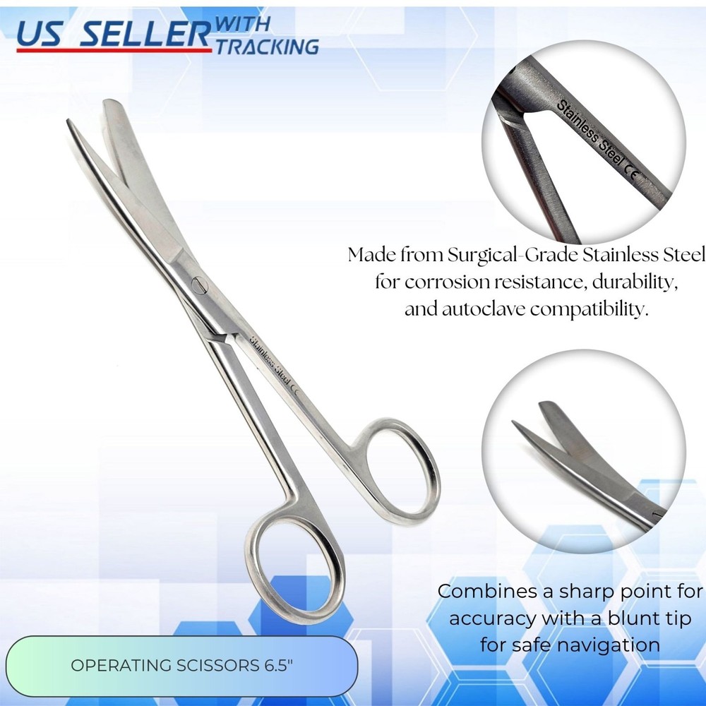 O.R Grade Operating Scissors 6.5" Curved Sharp Blunt