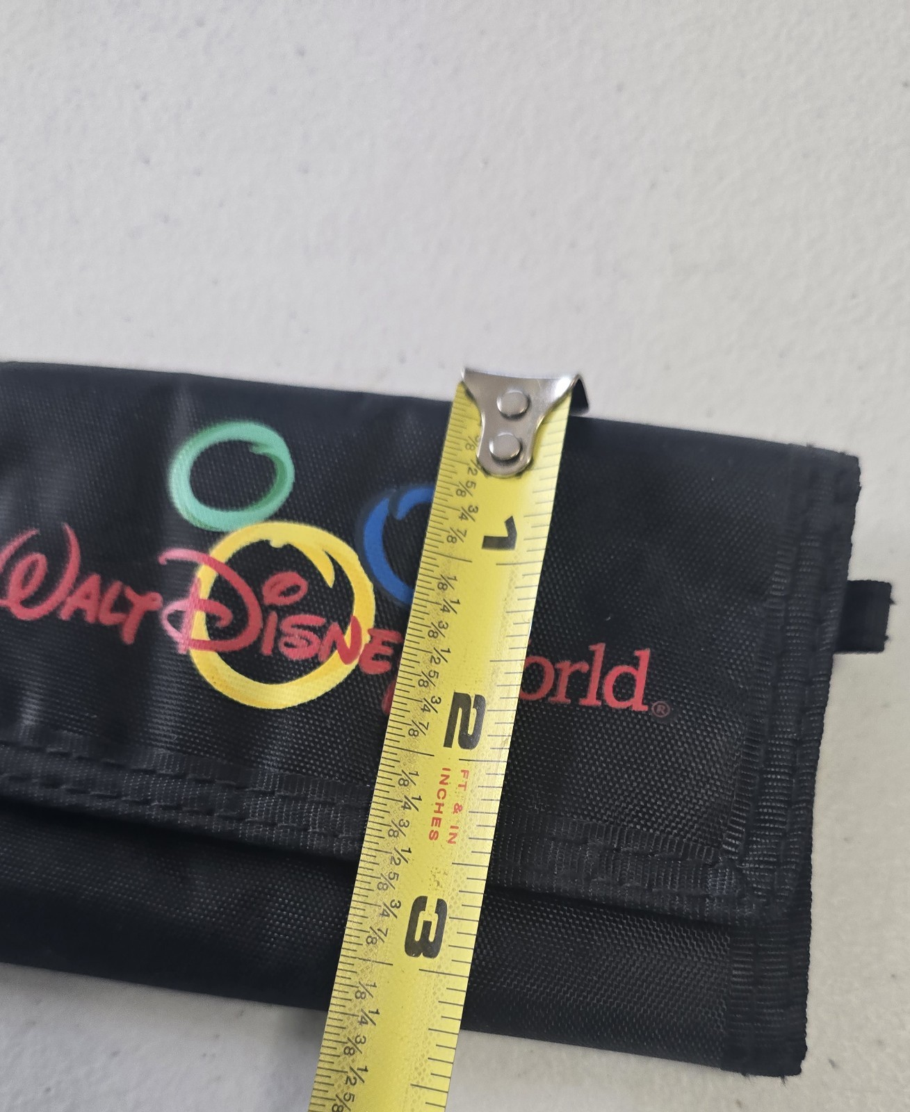 Vintage Walt Disney World Tri Fold Wallet Black Mickey Olympic 80s 90s