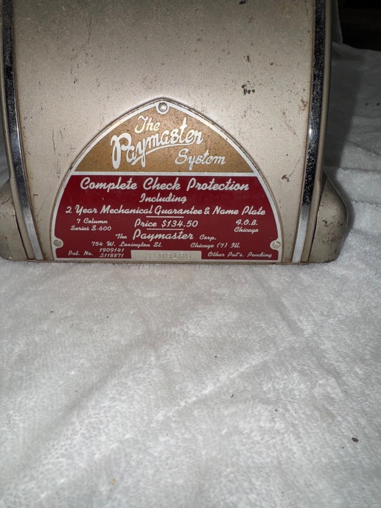 Vintage Paymaster Series S-600 Mechanical Check Protector