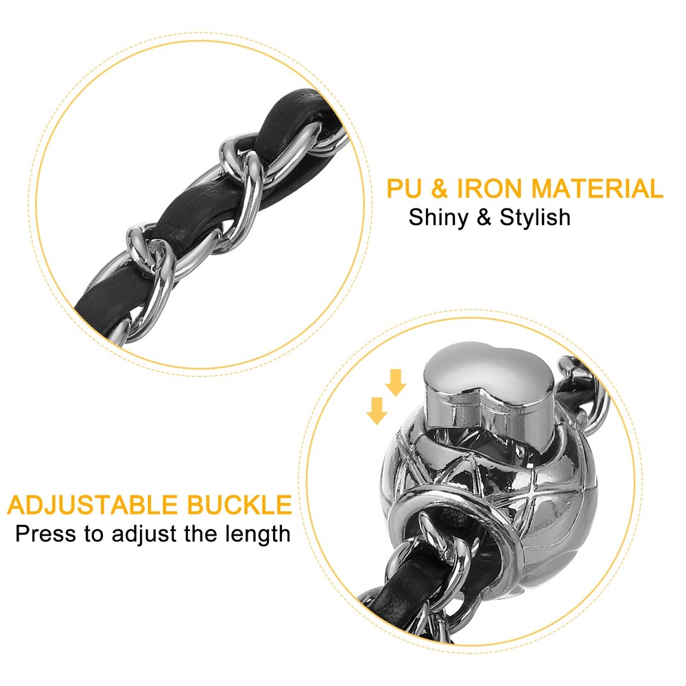 Purse Chain Strap, 53 Inch Adjustable Chains Strap Black/Silver