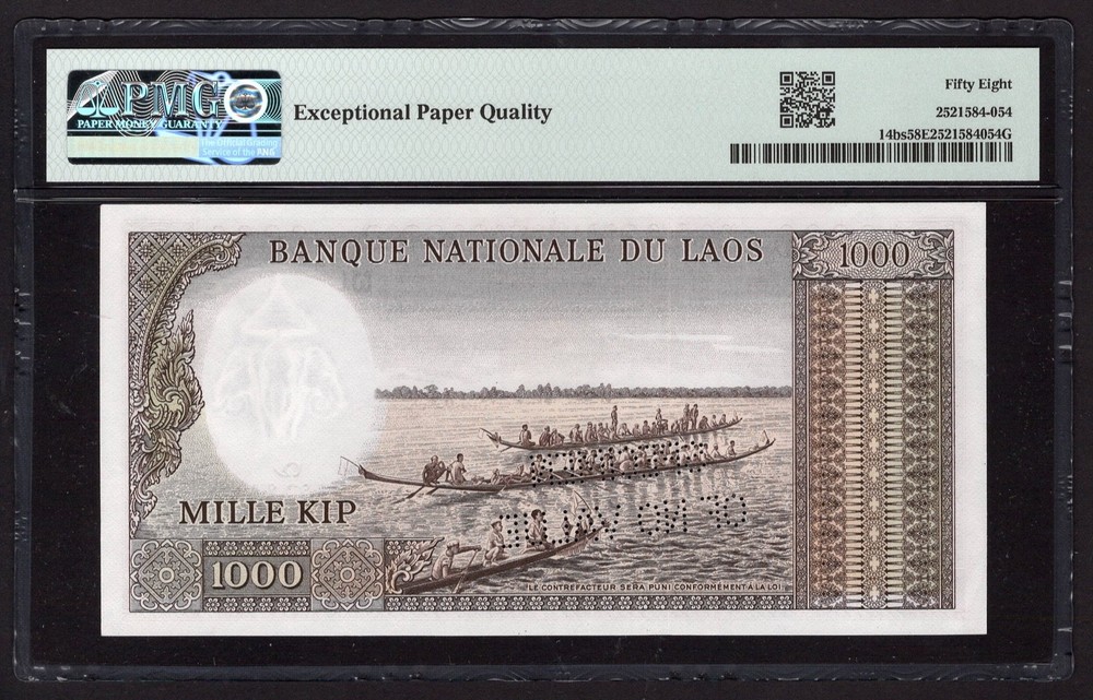 Laos 1000 Kip 1963 P14bs "Specimen" About Uncirculated