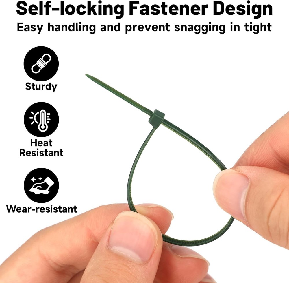 Green Zip Ties Assorted Sizes 400 Pack 4/6/8/12 Inch Cable Ties Plastic Wire ...