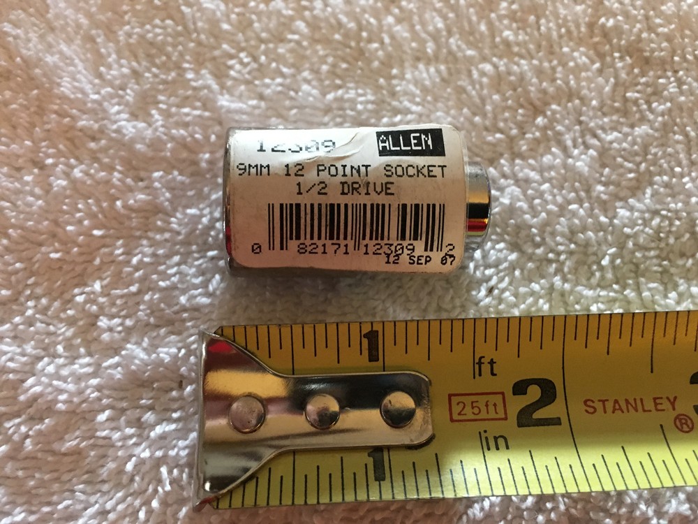 Allen 9mm 12 Point Socket 1/2 Drive 12309 - New