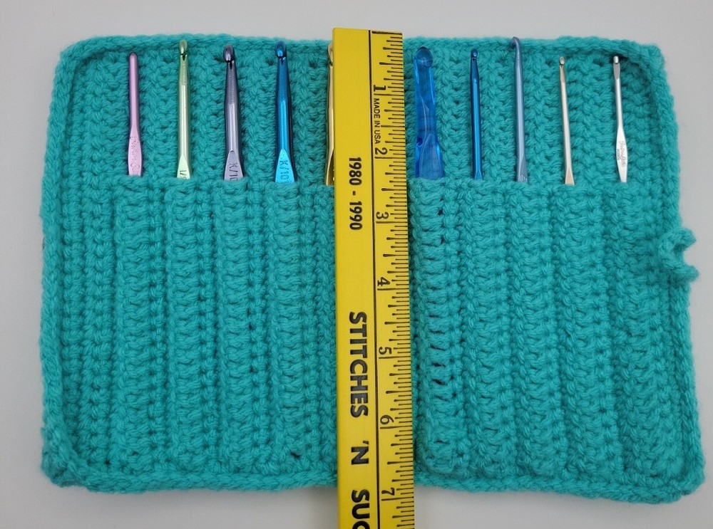 Case For Crochet Hooks CASE ONLY Handmade Soft Turquoise 10 Hook Capacity