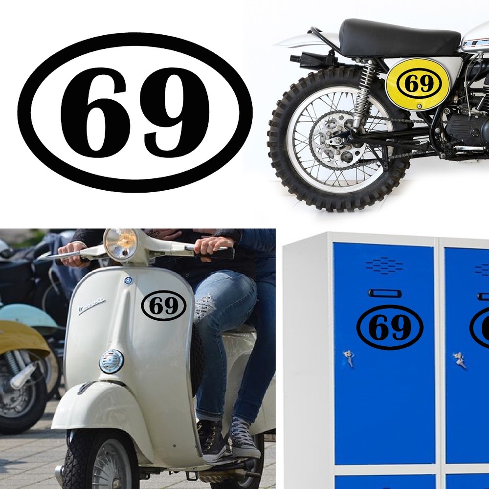 Number 69 v1 Oval, Sticker Vinyl