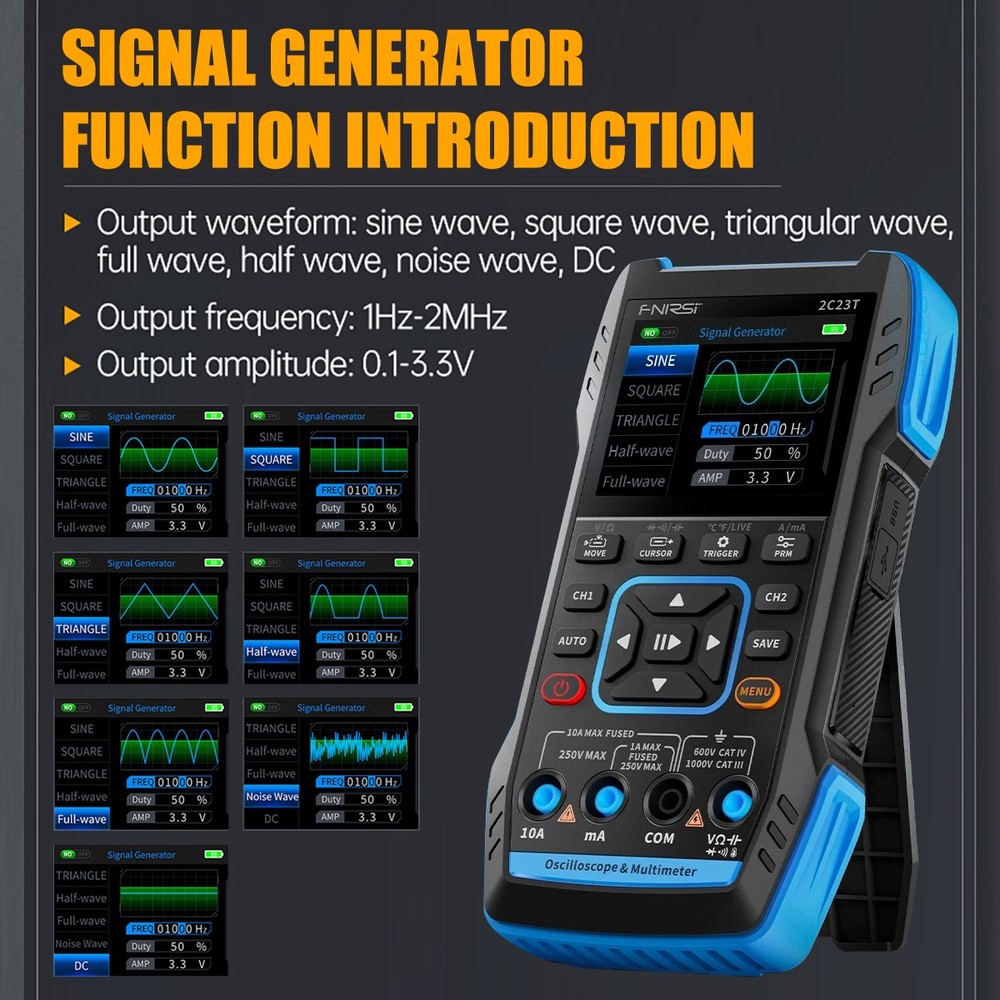 FNIRSI Function Signal Generator +2C23T Handheld Digital Oscilloscope Multimeter