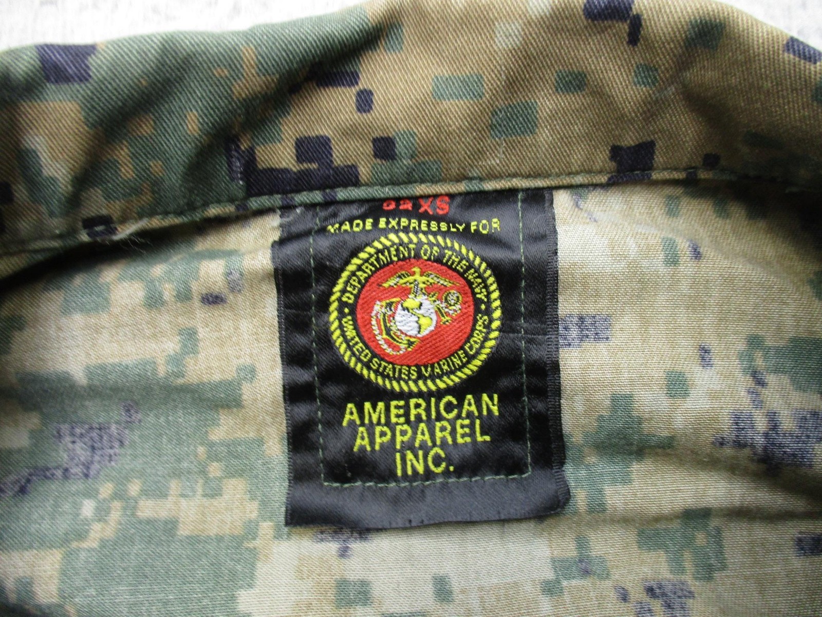 US Marines Shirt Pants MCCUU Mens XS MARPAT Camo American Apparel