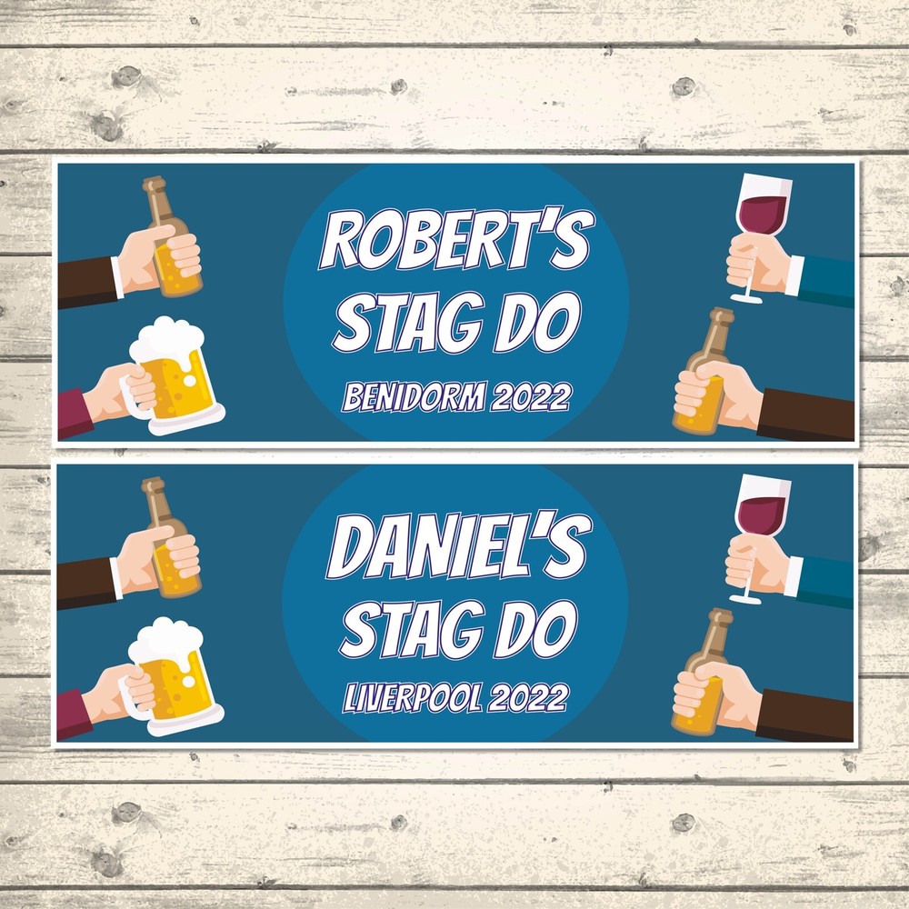 2 PERSONALISED STAG DO BANNERS - ANY NAME - ANY MESSAGE