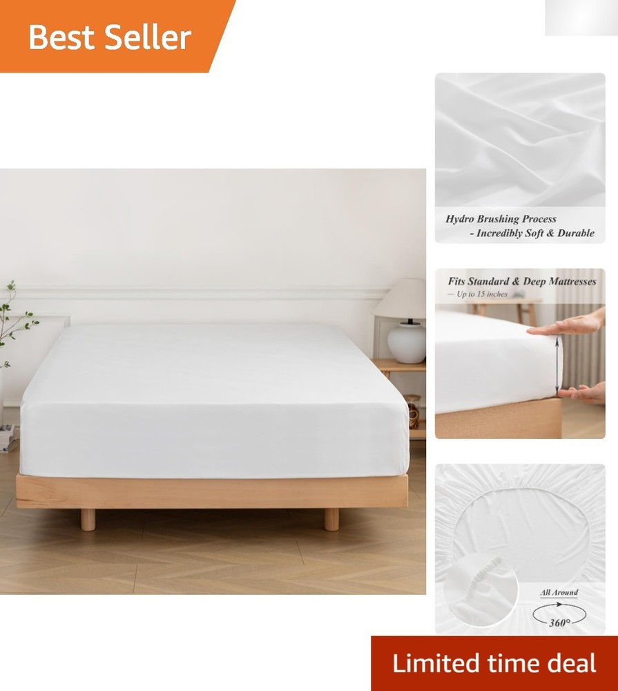 Machine Washable Full Fitted Sheet - Durable Microfiber, 15 Inch Deep Pocket