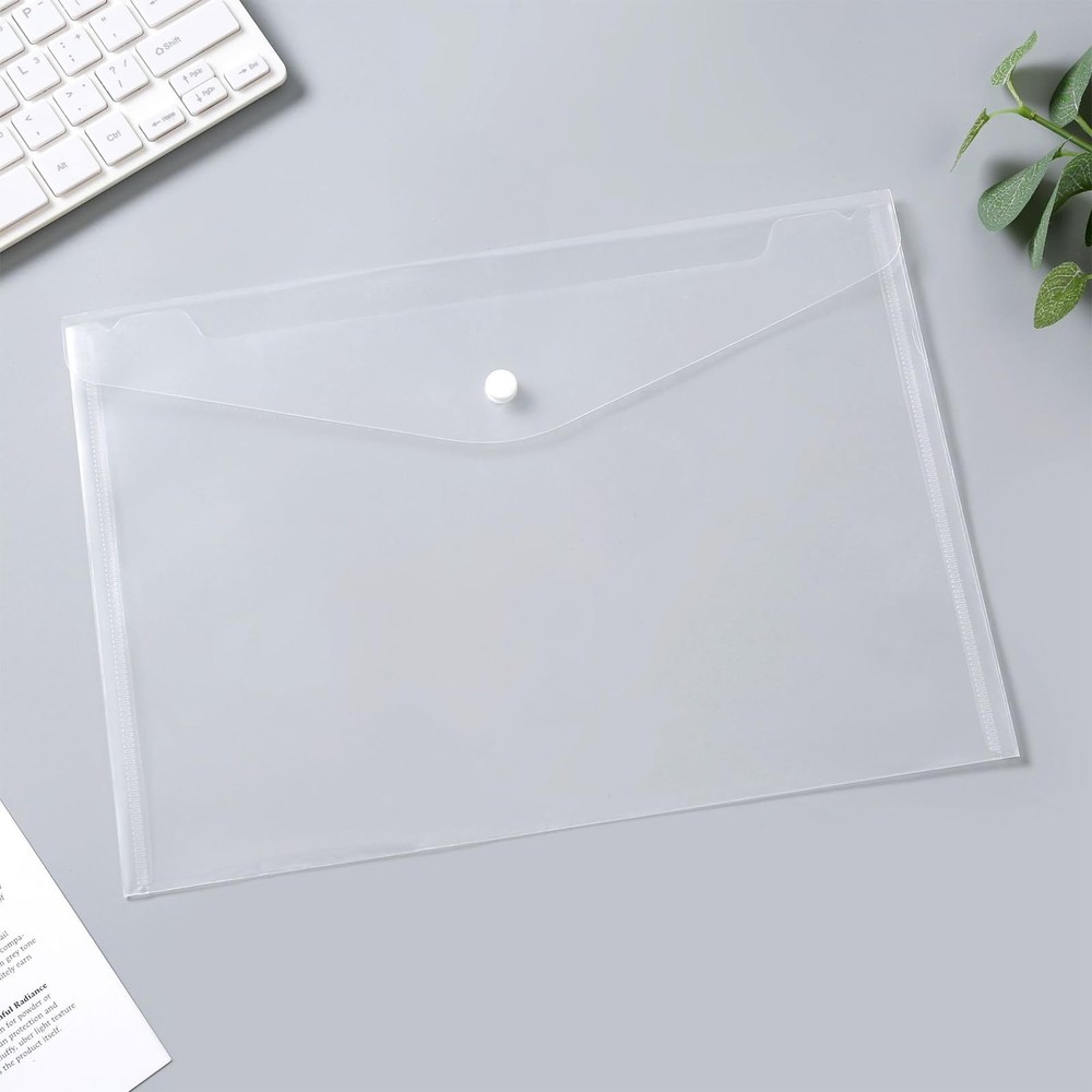 100 Pack Plastic Envelopes A4 Letter Size Plastic Envelope Clear Document Fol...