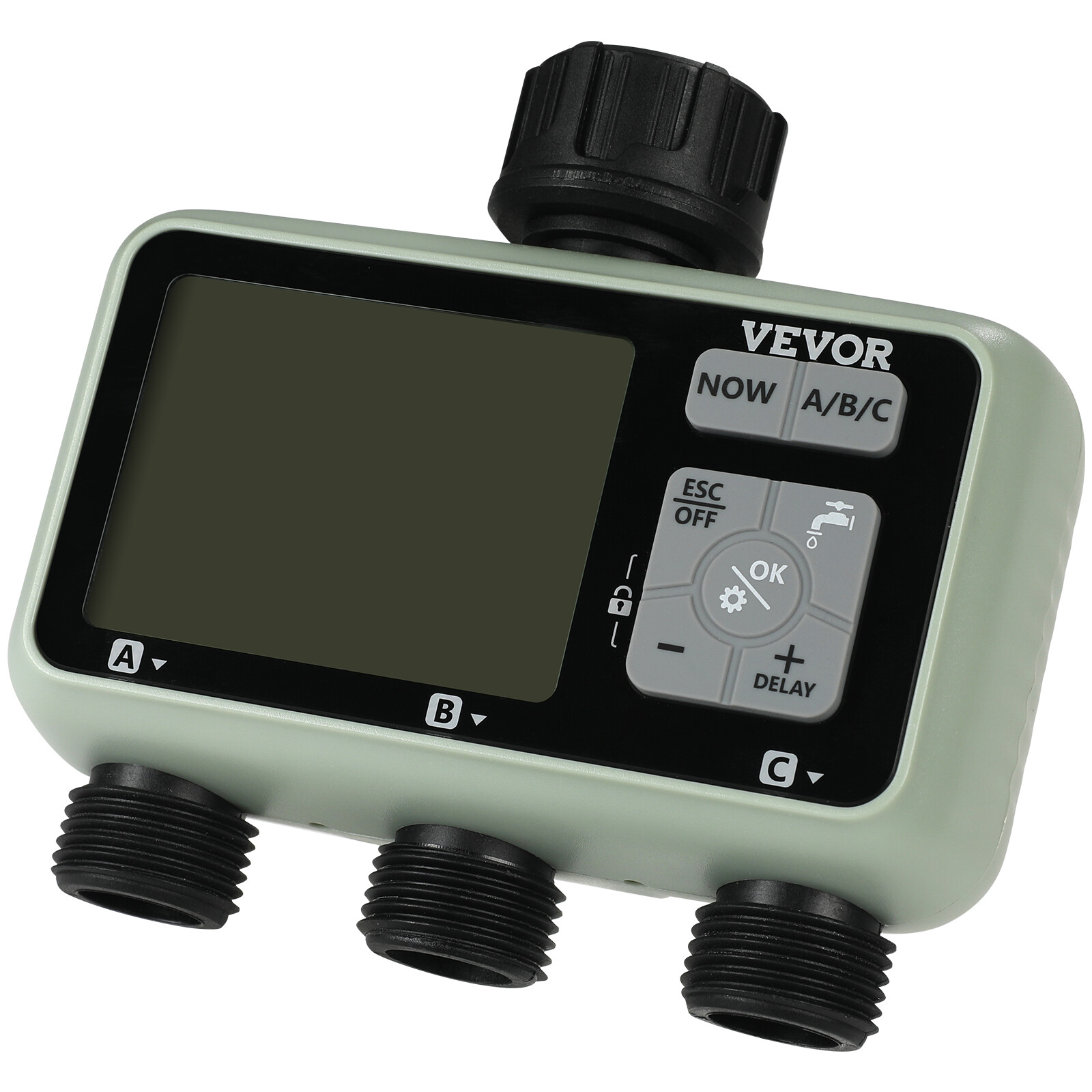 VEVOR Water Timer 3 Outlets Hose Watering Sprinkler Timer LCD Rain Delay Mode