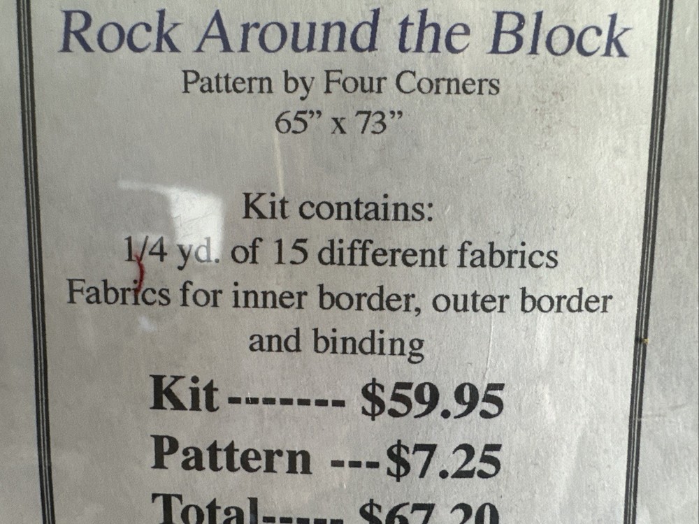 Four Corners Quilt Pattern w/Fabric for Borders & Binding ROCK AROUND THE BLOCK
