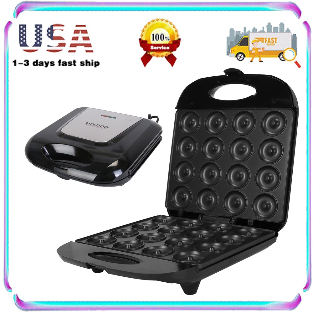Mini Donut Maker- 1400W Electric Nonstick Doughnut Maker Machine -16 Donut Make