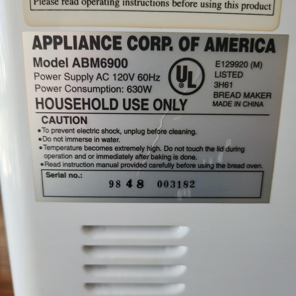 Welbilt White Large Bread Machine ABM6900