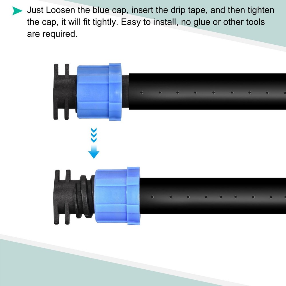 Drip Irrigation End Cap Barbed Locking Fitting for 16mm Drip Tape Blue 20Pcs