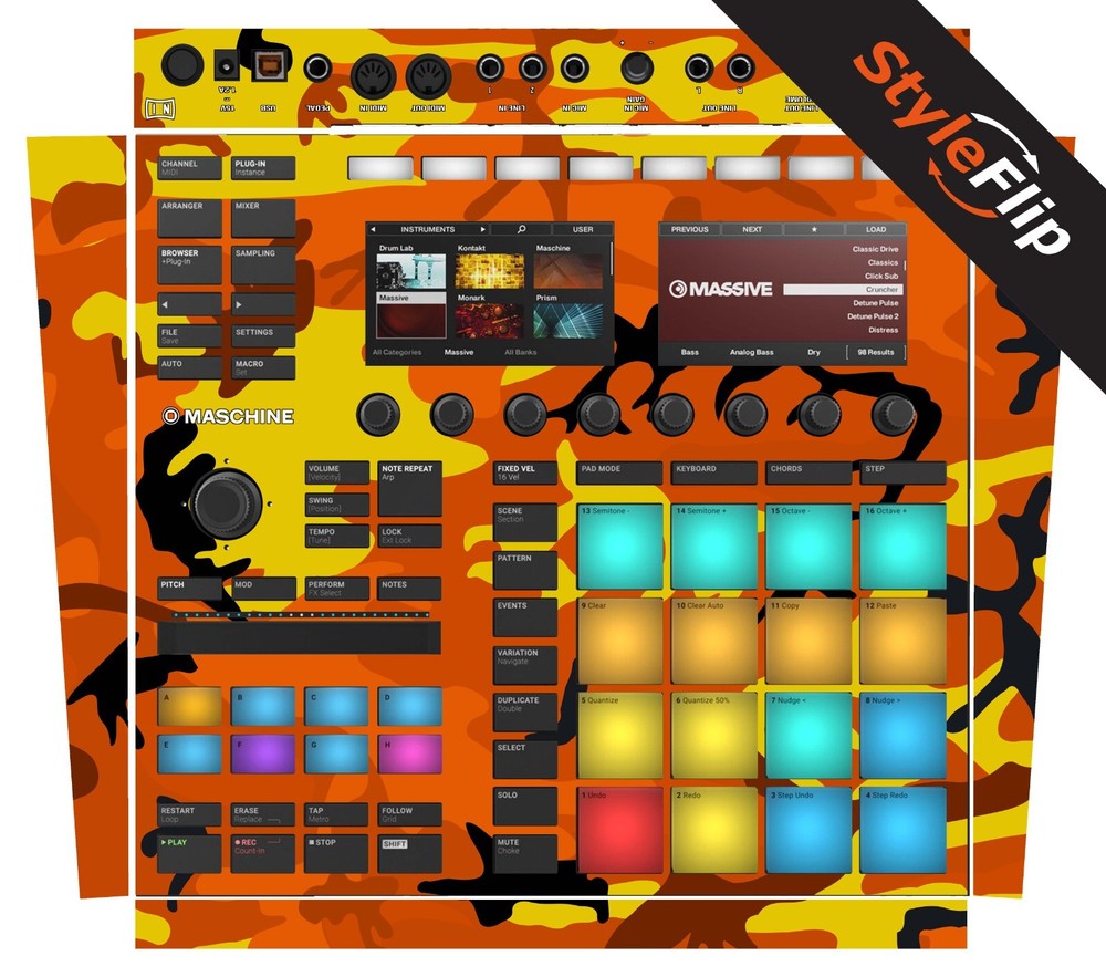 Native Instruments Maschine MK3 | Camo Orange | Protective Decal | StyleFlip