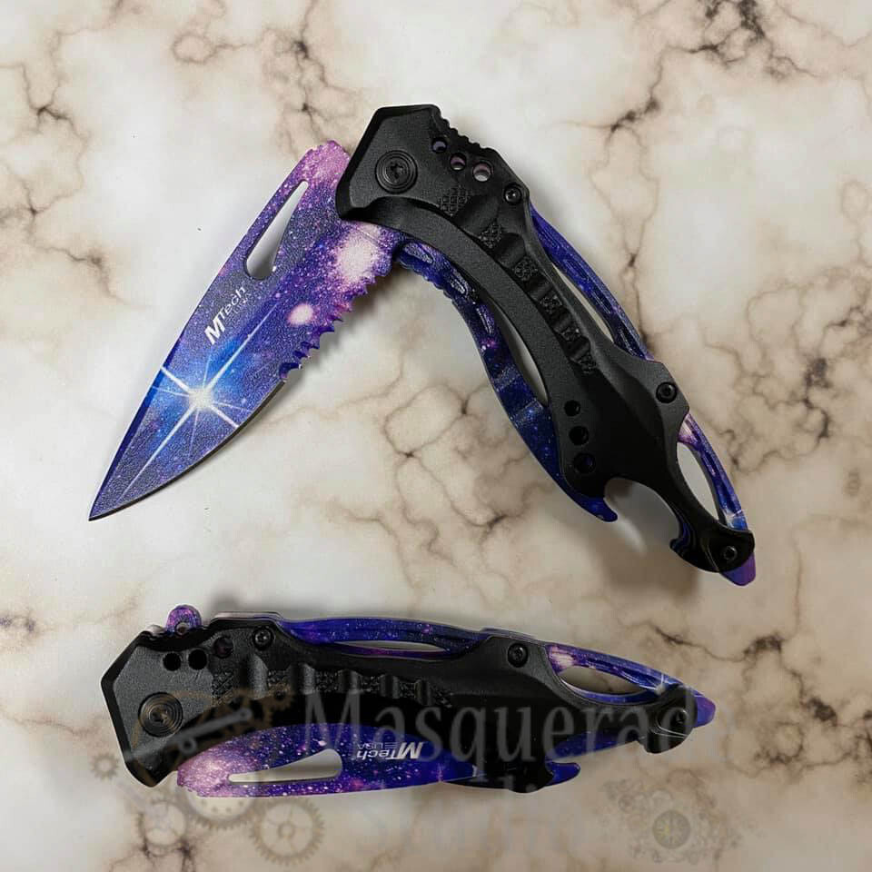 MTech Collectors Half Serrated Tactical Spring Assisted Pocketknife [Galaxy]