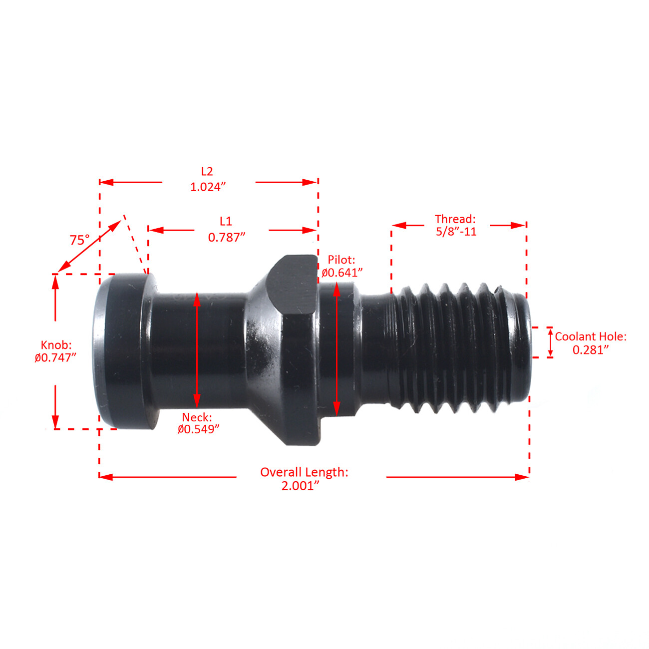 10PC CAT40 15 .747 Pull Stud LOT Coolant Thru Retention Knob For DMG Mori Doosan