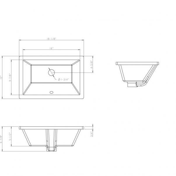 Porcelain Medium Rectangular Bowl Undermount White Bathroom Ceramic Sink Modern
