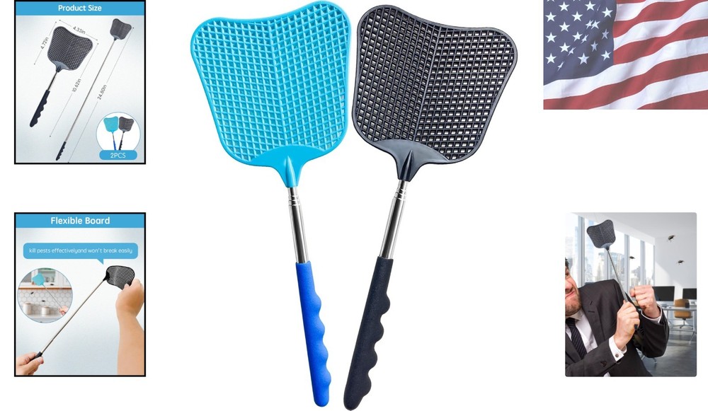 Efficient Insect Control - Heavy Duty Fly Swatter Set with Telescopic Handles