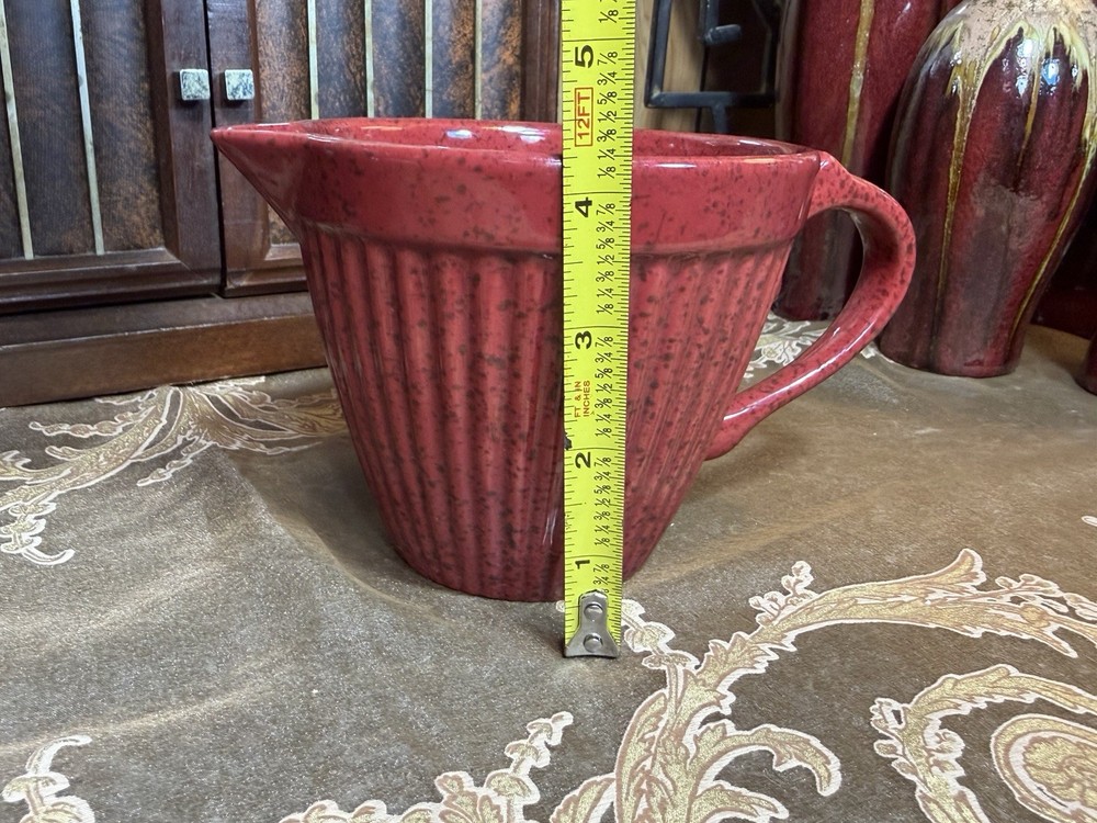 Paula Deen Red Speckled Stoneware Measuring Cup Fluted Rustic Chip
