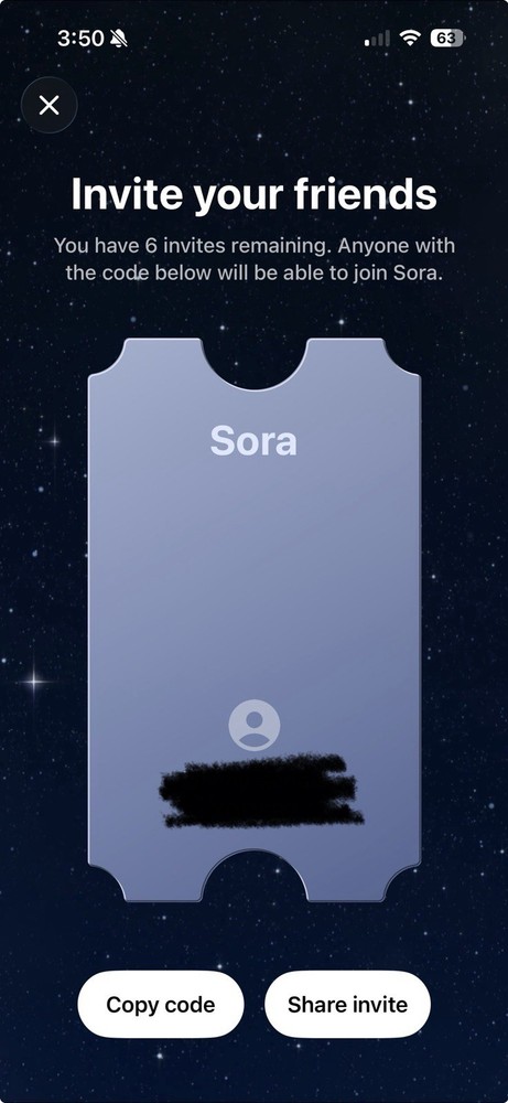 SORA AI 6 Inv Codes Instant Delivery Limited Edition Cheap