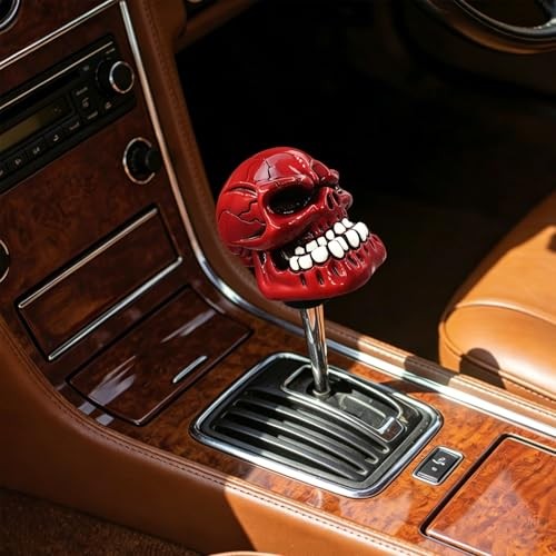 Shift Knobs Skull Gear Stick Shifter Knob with Big Tooth Shifting Lever Red