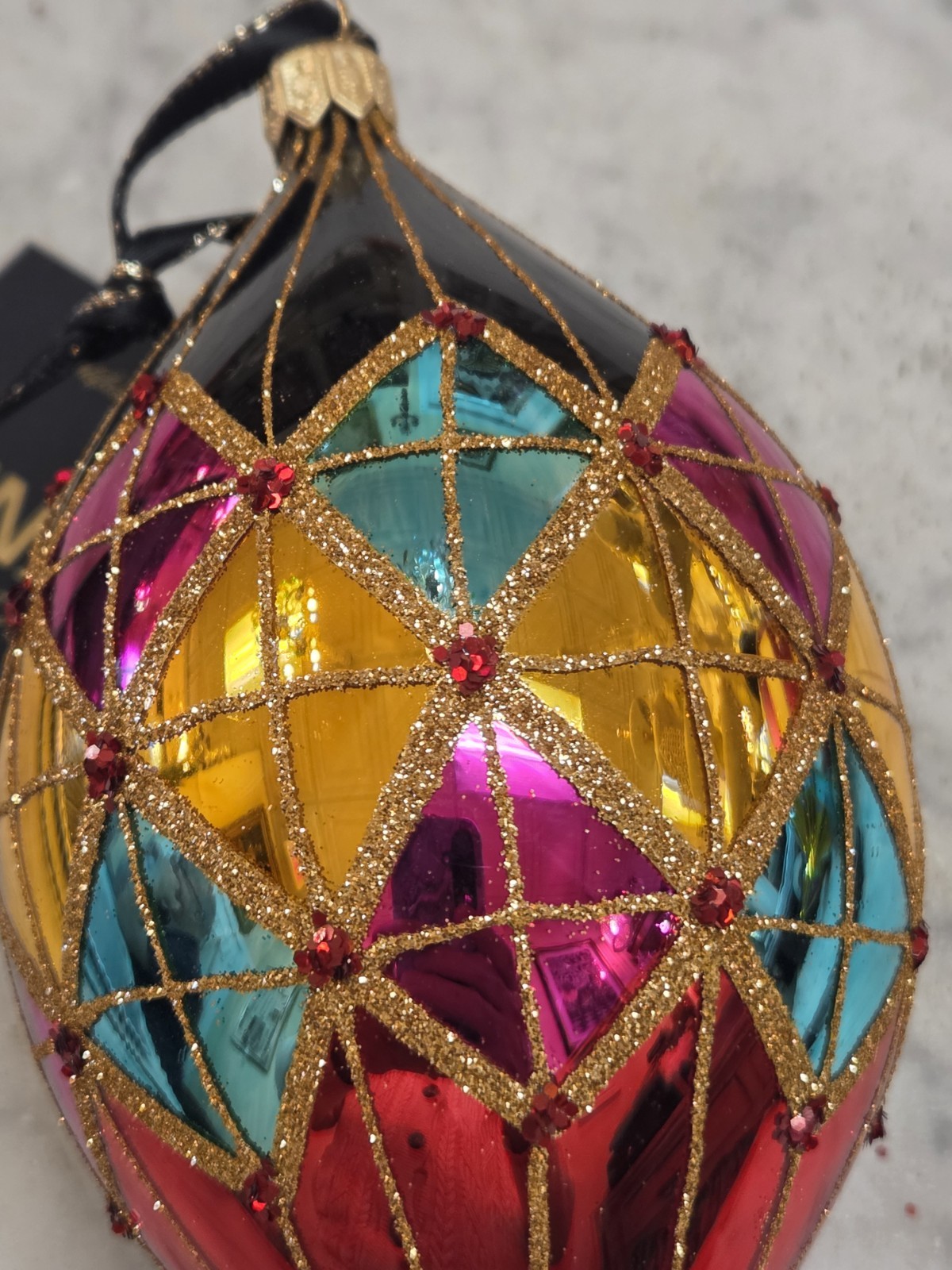 Kenzies Of London ITALIAN FESTIVAL BAUBLE Glass Christmas Ornament