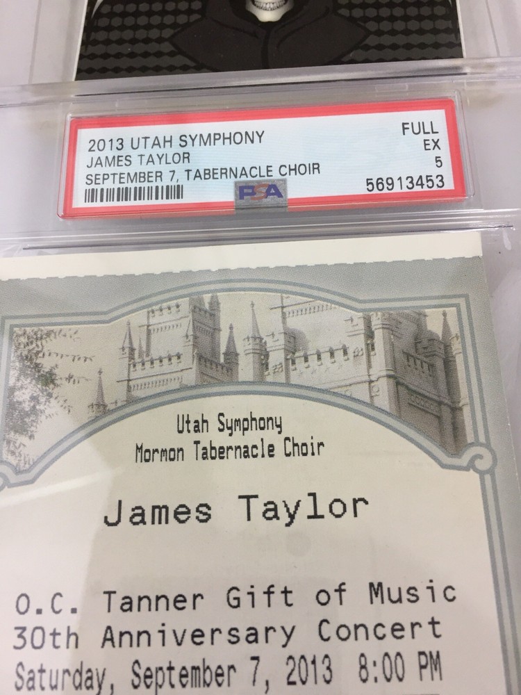 James Taylor Mormon Tabernacle Choir Ticket & Program Psa 5 Very Rare
