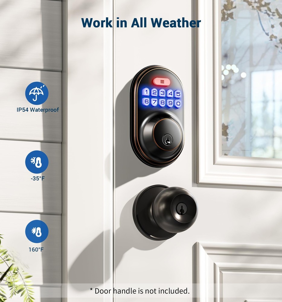 Keyless Entry Door Lock, Electronic Keypad Deadbolt, Keyed Entry, Auto Lock, Ant