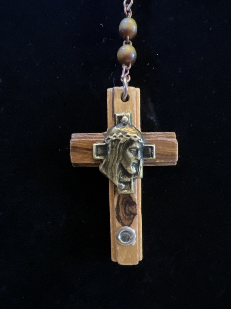 VINTAGE BEADED WOODEN ROSARY